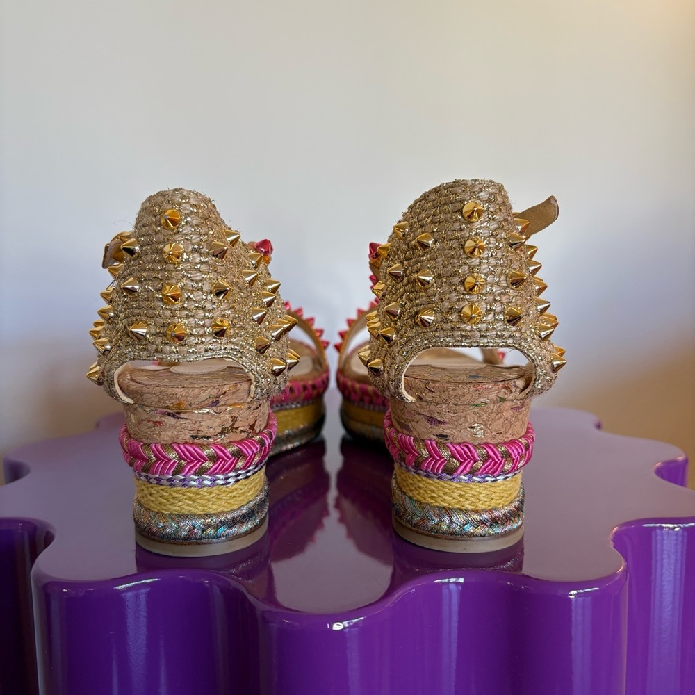Christian Louboutin Pyraclou 60mm Espadrille Sandal, Authentic, EUC - Picture 8 of 12